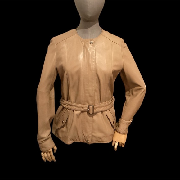 Massimo Dutti Tan Leather Jacket, Tagged large fits medium - Picture 15 of 15